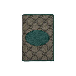 Gucci passport Wallet GG Supreme canvas leather beige green
